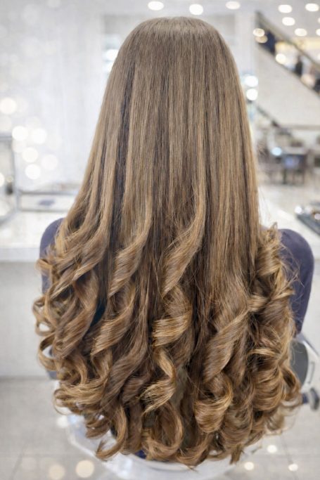 Melena larga con ondas definidas realizada en peluquería en Torrelodones Marco Aldany